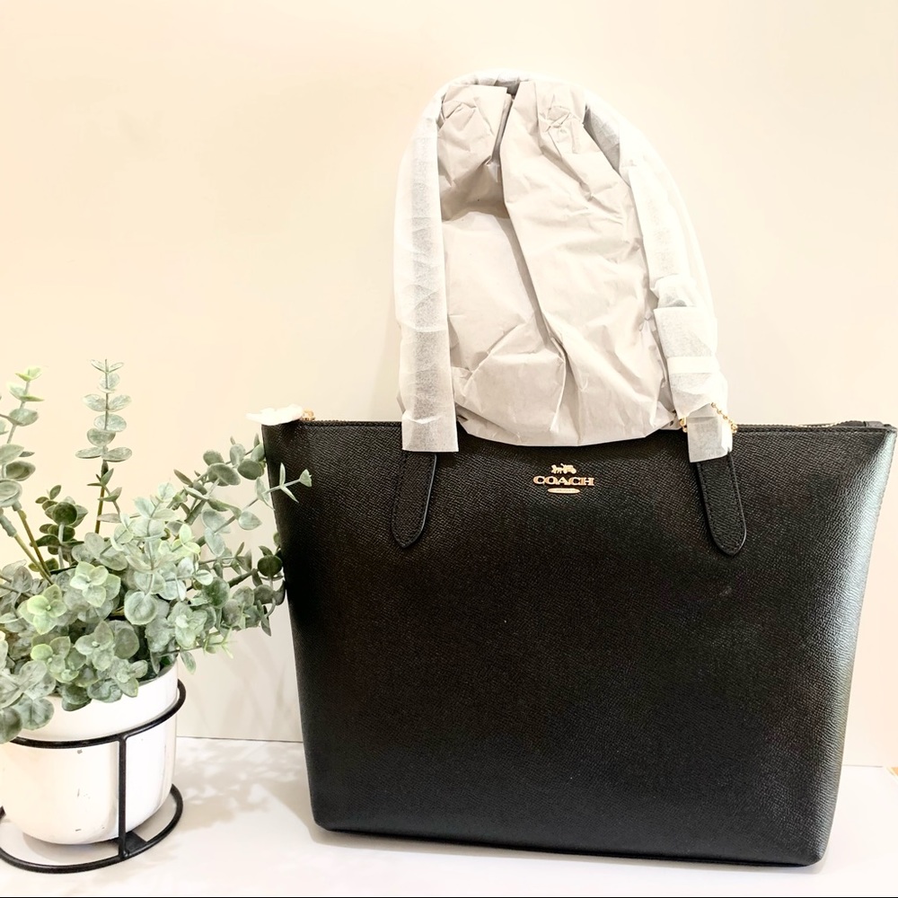 Coach Zip Top Tote Shoulder Bag Black - Picture 5 of 13